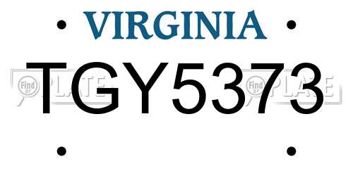 TGY5373 Virginia License Plate