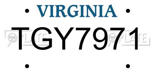 TGY7971 Virginia License Plate