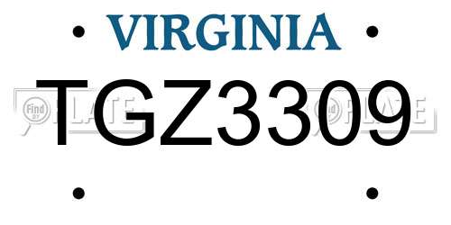 TGZ3309 Virginia License Plate