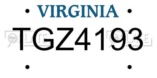 TGZ4193 Virginia License Plate