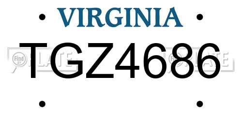 TGZ4686 Virginia License Plate