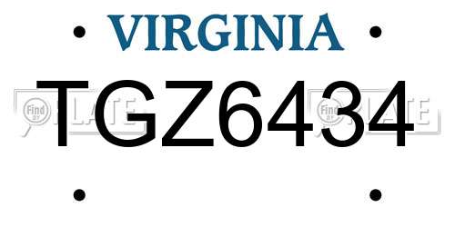 TGZ6434 Virginia License Plate