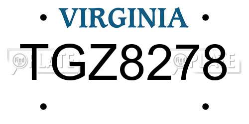 TGZ8278 Virginia License Plate