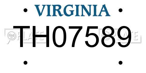 TH07589 Virginia License Plate