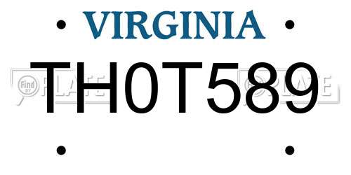 TH0T589 Virginia License Plate