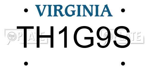TH1G9S Virginia License Plate