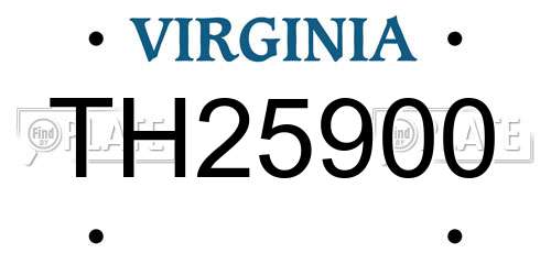 TH25900 Virginia License Plate
