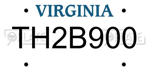 TH2B900 Virginia License Plate
