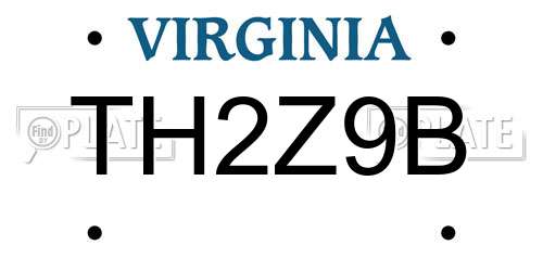 TH2Z9B Virginia License Plate