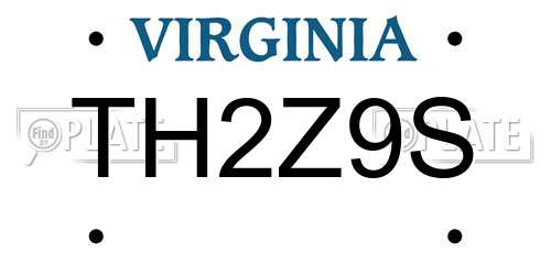 TH2Z9S Virginia License Plate