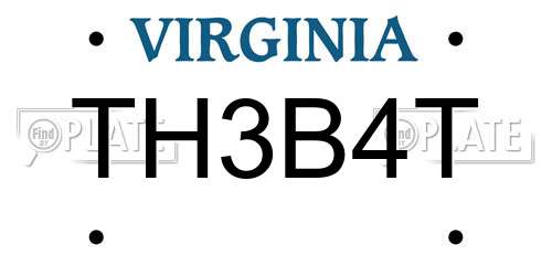 TH3B4T Virginia License Plate