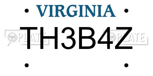 TH3B4Z Virginia License Plate