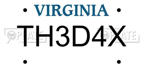 TH3D4X Virginia License Plate