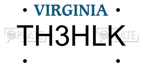 TH3HLK Virginia License Plate