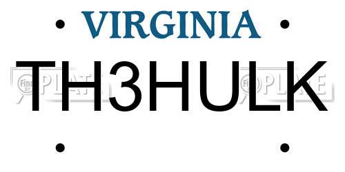 TH3HULK Virginia License Plate