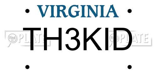 TH3KID Virginia License Plate