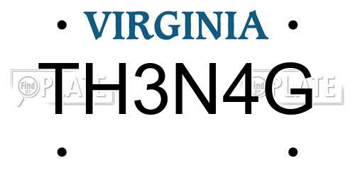 TH3N4G Virginia License Plate