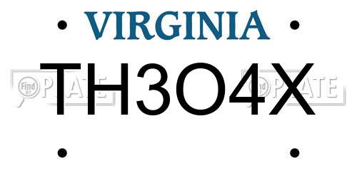 TH3O4X Virginia License Plate