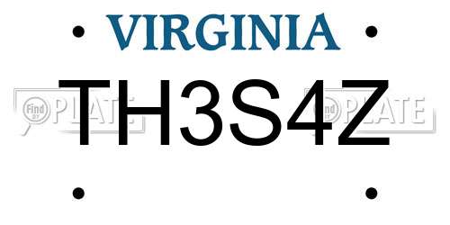 TH3S4Z Virginia License Plate