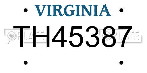 TH45387 Virginia License Plate