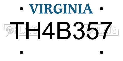 TH4B357 Virginia License Plate
