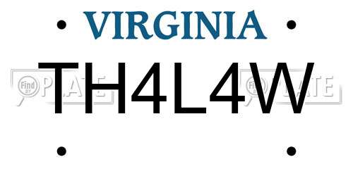 TH4L4W Virginia License Plate