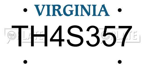 TH4S357 Virginia License Plate