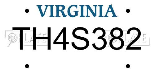 TH4S382 Virginia License Plate