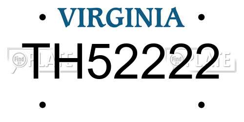 TH52222 Virginia License Plate