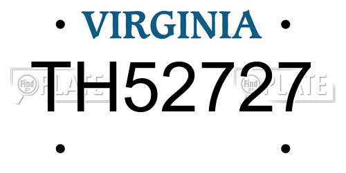 TH52727 Virginia License Plate