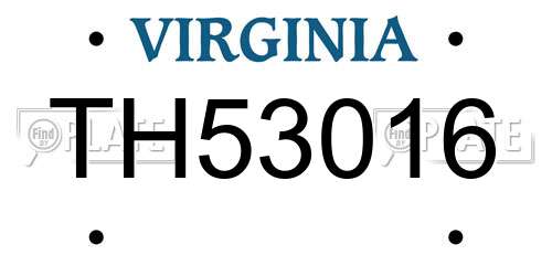 TH53016 Virginia License Plate