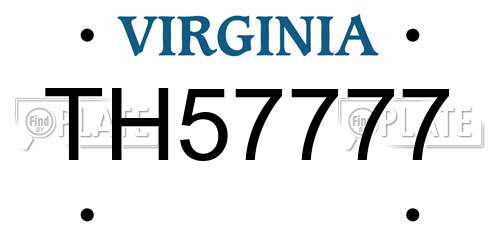 TH57777 Virginia License Plate