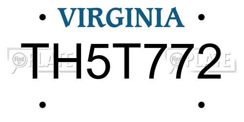 TH5T772 Virginia License Plate