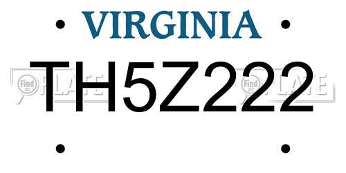 TH5Z222 Virginia License Plate