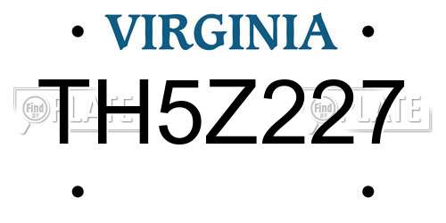 TH5Z227 Virginia License Plate