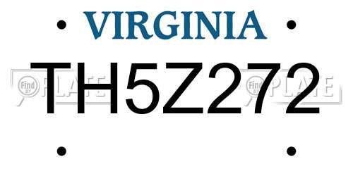 TH5Z272 Virginia License Plate