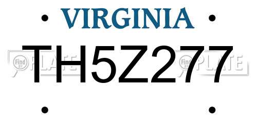 TH5Z277 Virginia License Plate