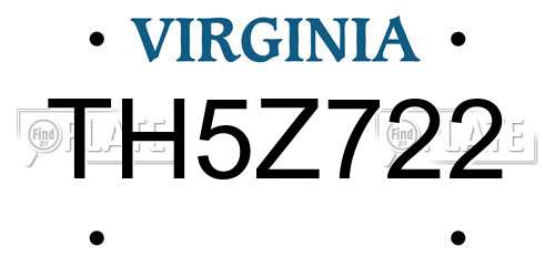 TH5Z722 Virginia License Plate