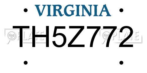 TH5Z772 Virginia License Plate