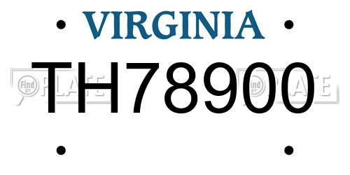 TH78900 Virginia License Plate