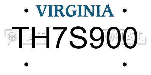 TH7S900 Virginia License Plate