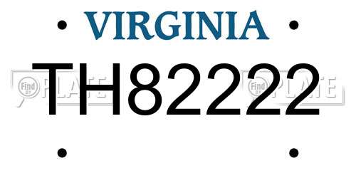 TH82222 Virginia License Plate