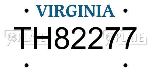 TH82277 Virginia License Plate