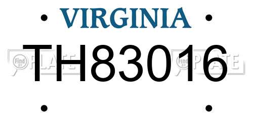 TH83016 Virginia License Plate