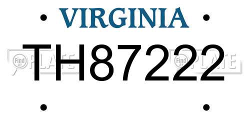 TH87222 Virginia License Plate