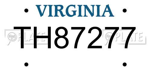 TH87277 Virginia License Plate
