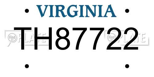 TH87722 Virginia License Plate