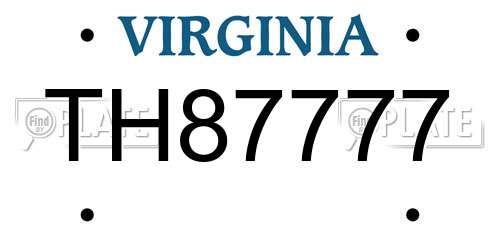 TH87777 Virginia License Plate