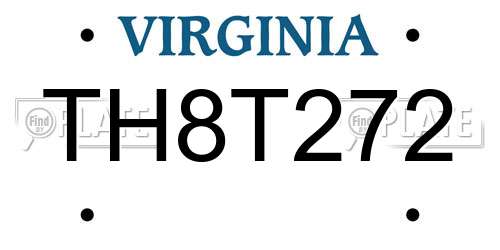TH8T272 Virginia License Plate