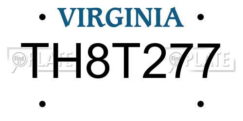 TH8T277 Virginia License Plate